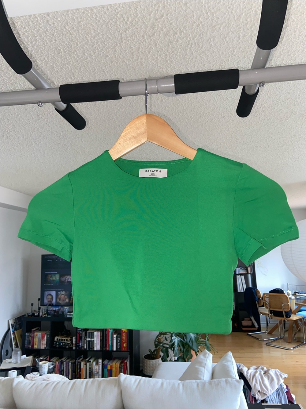 Babaton Green Micro Cropped Tee